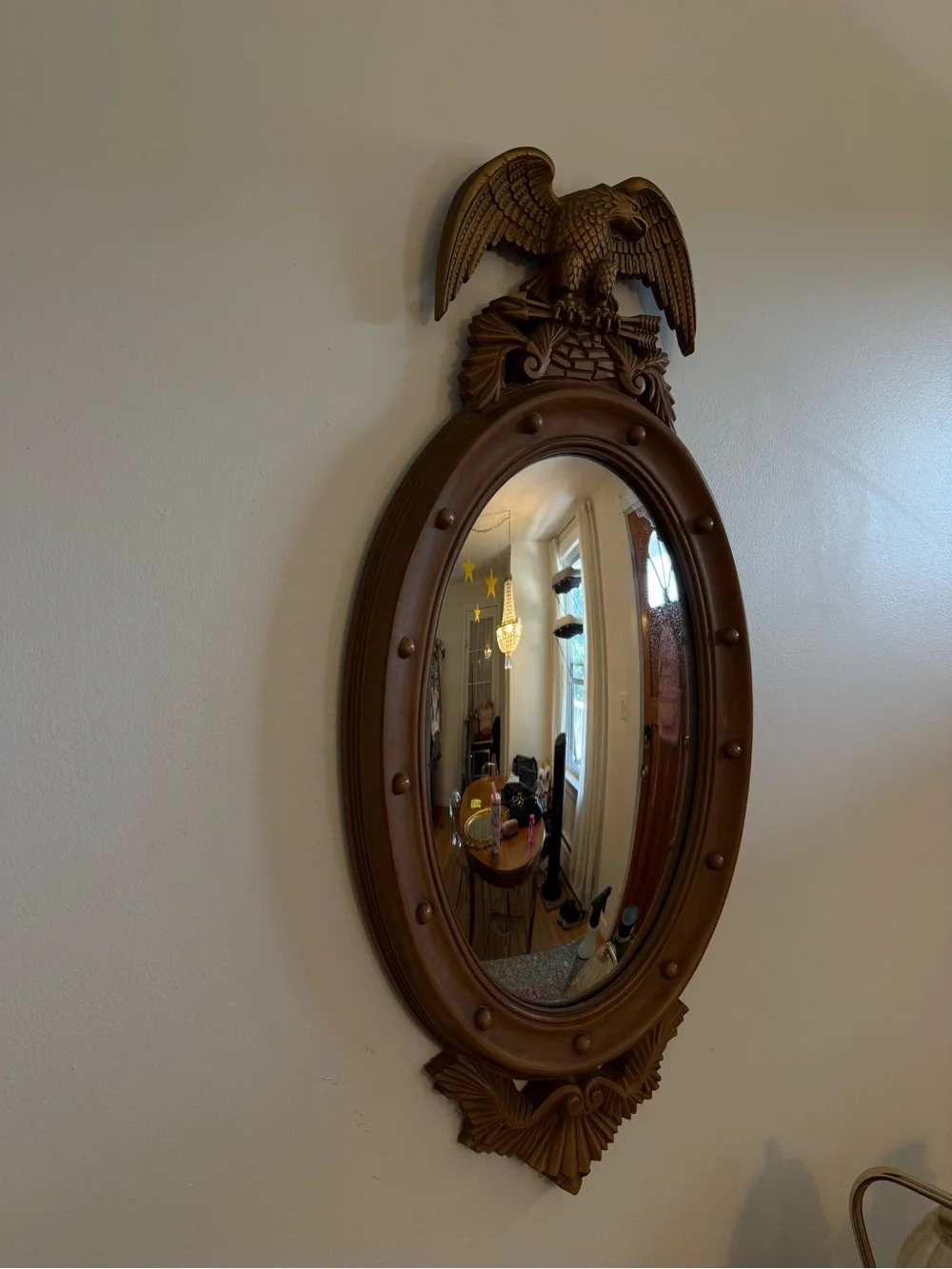 Vintage convex Burwood federal Ornate Eagle Oval Wall Mirror